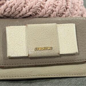 Miu Miu Cream and tan card holder - used and worn